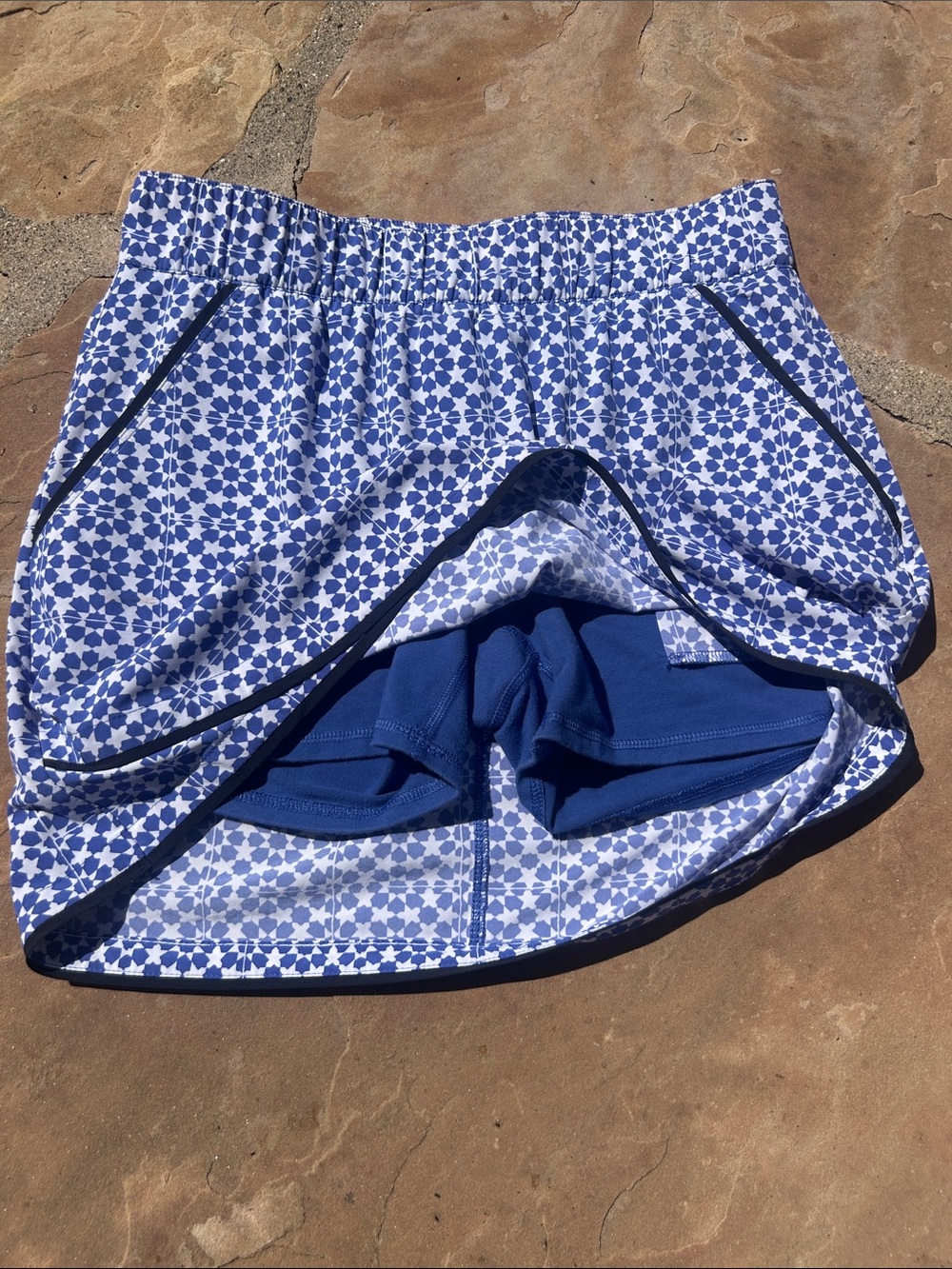 T by Talbots Skort Blue Floral with Navy Trim